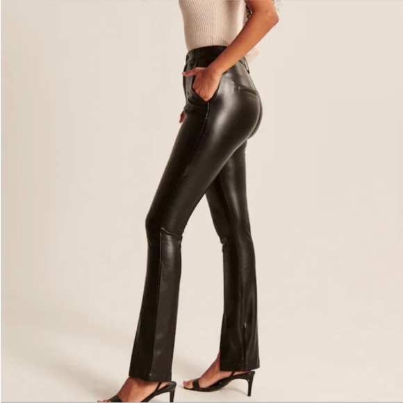 Abercrombie The Skinny Ultra High Rise Curve Love Vegan Leather Pants - Picture 2 of 9